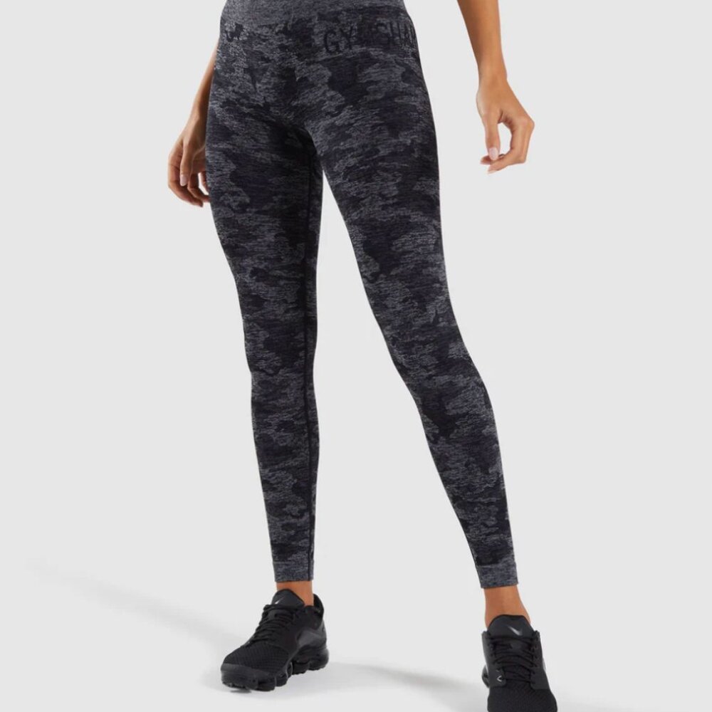Gymshark Women's Adapt Camo Seamless Leggings - Asphalt Grey/Black